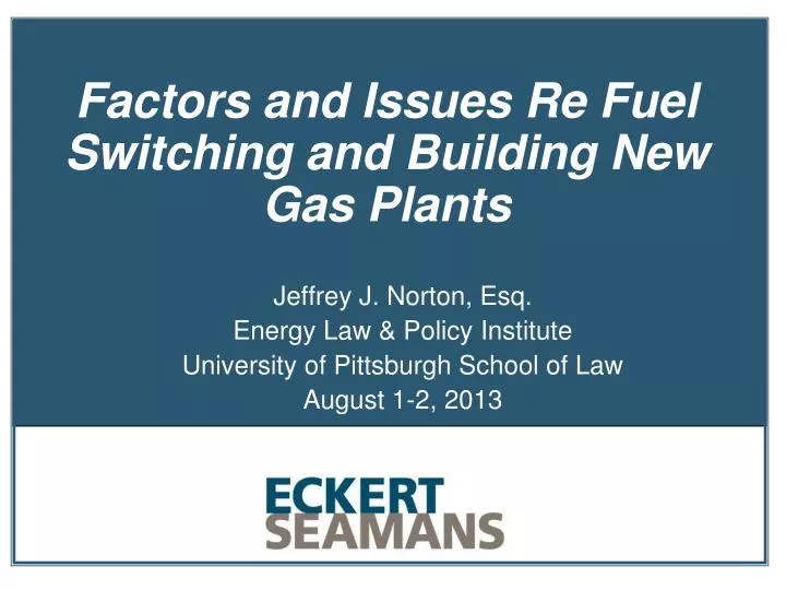factors and issues re fuel switching and building new gas plants