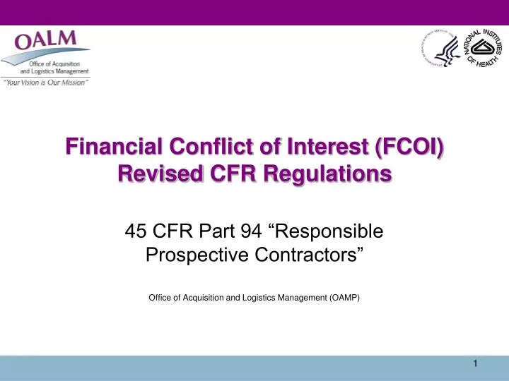 financial conflict of interest fcoi revised cfr regulations