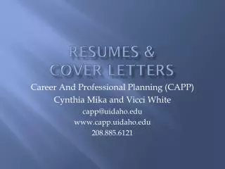 Resumes &amp; cover letters