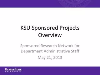 KSU Sponsored Projects Overview