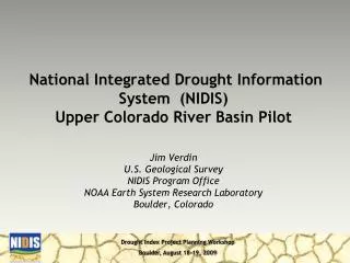 National Integrated Drought Information System (NIDIS) Upper Colorado River Basin Pilot