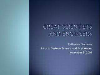 Great Scientists and Engineers