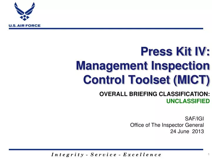 press kit iv management inspection control toolset mict