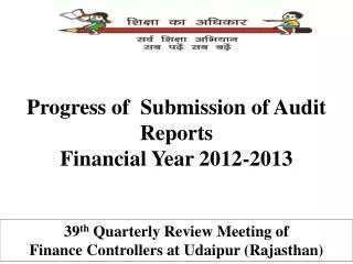 Progress of Submission of Audit Reports Financial Year 2012-2013