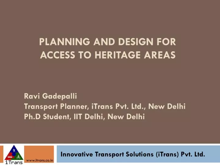 planning and design for access to heritage areas