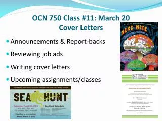 OCN 750 Class #11: March 20 Cover Letters