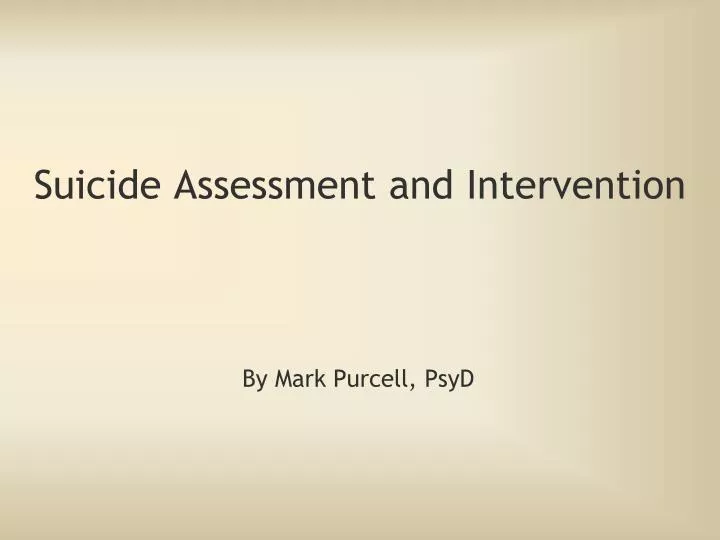 suicide assessment and intervention
