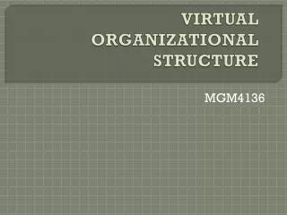 VIRTUAL ORGANIZATIONAL STRUCTURE