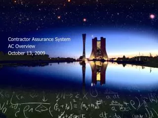 Contractor Assurance System AC Overview October 13, 2009