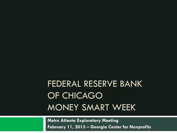 federal reserve bank of chicago money smart week