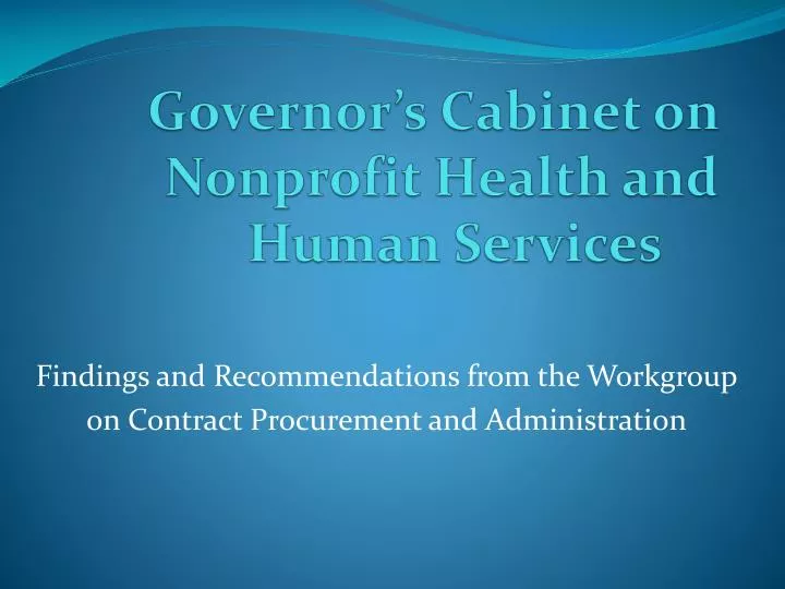 governor s cabinet on nonprofit health and human services