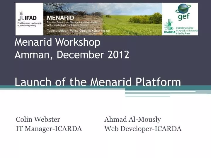 menarid workshop amman december 2012 launch of t he menarid platform
