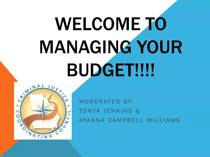 welcome to managing your budget