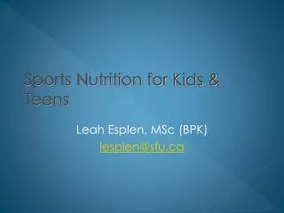 Sports Nutrition for Kids &amp; Teens