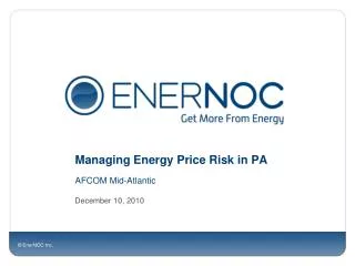 Managing Energy Price Risk in PA