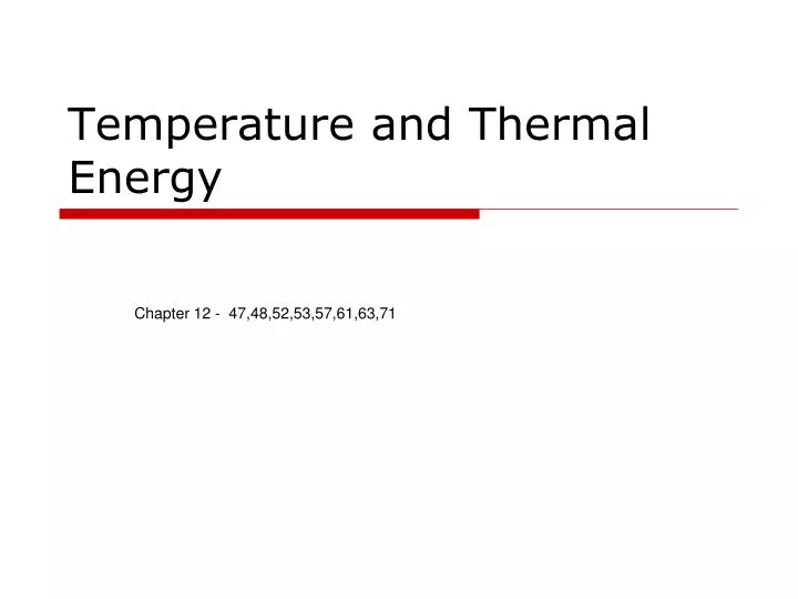 temperature and thermal energy