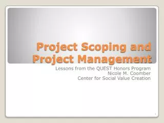 Project Scoping and Project Management