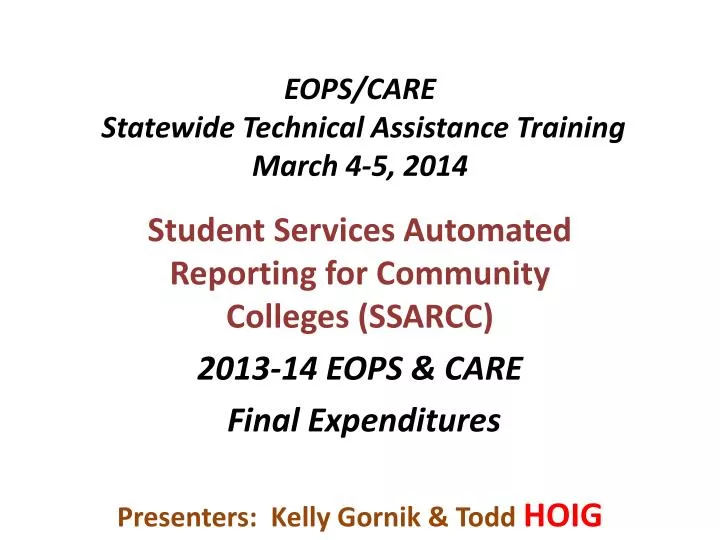 eops care statewide technical assistance training march 4 5 2014