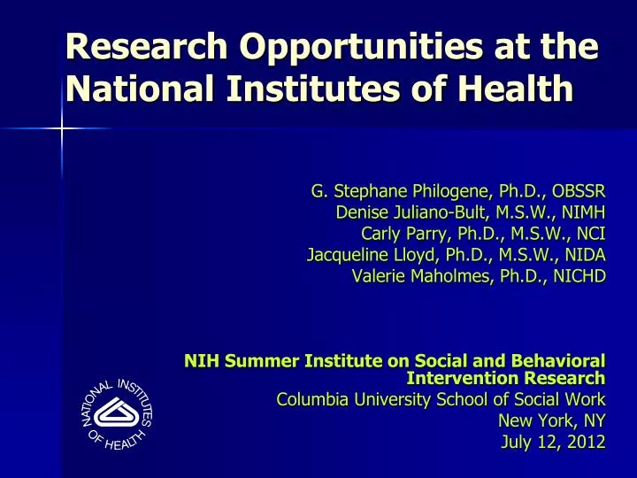 research opportunities at the national institutes of health
