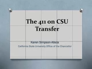 The 411 on CSU Transfer