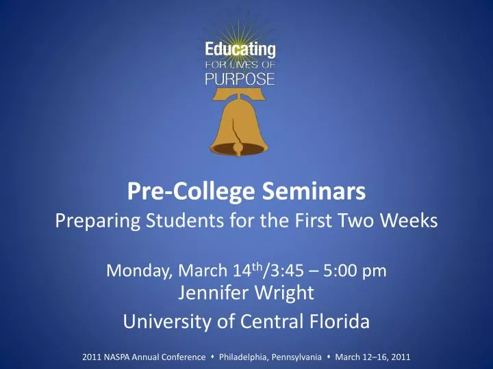 pre college seminars preparing students for the first two weeks
