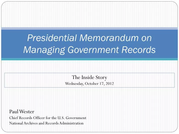 presidential memorandum on m anaging government records