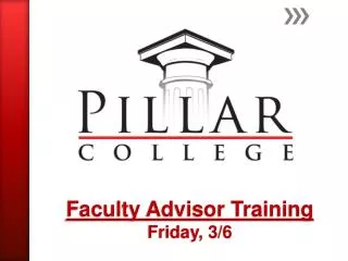 Faculty Advisor Training Friday, 3/6