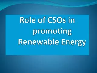 Role of CSOs in promoting Renewable Energy