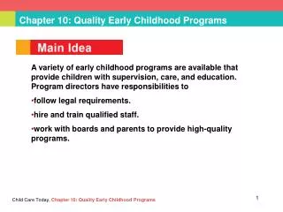 Chapter 10: Quality Early Childhood Programs