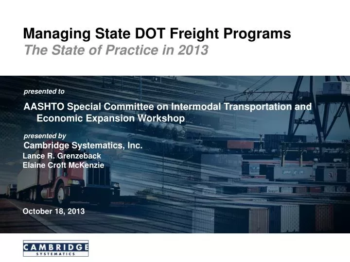 managing state dot freight programs