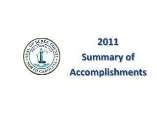 2011 Summary of Accomplishments