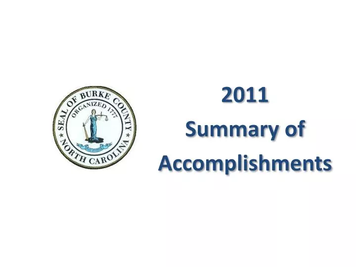 2011 summary of accomplishments