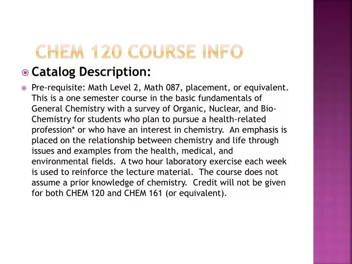 chem 120 course info