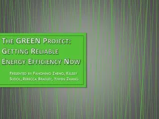 The GREEN Project: Getting Reliable Energy Efficiency Now