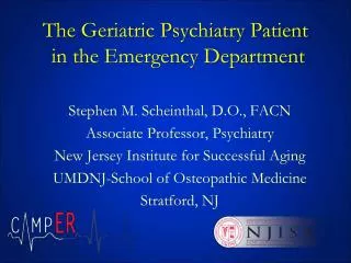 The Geriatric Psychiatry Patient in the Emergency Department