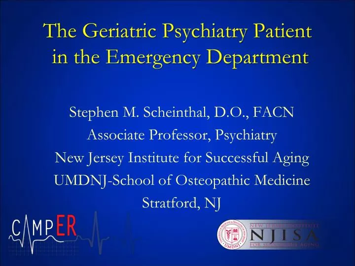 the geriatric psychiatry patient in the emergency department