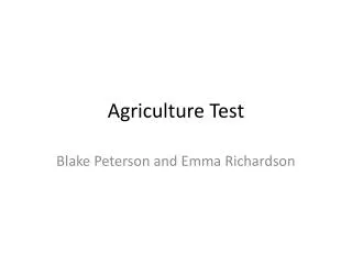 Agriculture Test