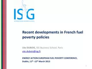 Recent developments in French fuel poverty policies