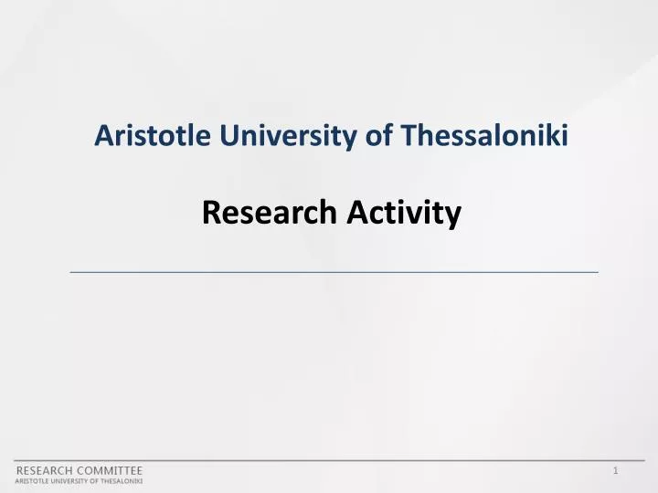 aristotle university of thessaloniki research activity