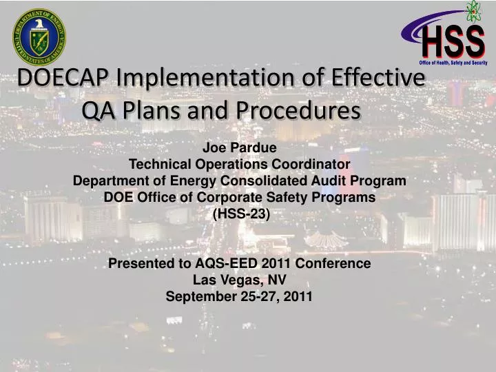 doecap implementation of effective qa plans and procedures