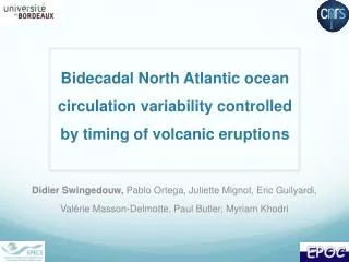 Bidecadal North Atlantic ocean circulation variability controlled by timing of volcanic eruptions