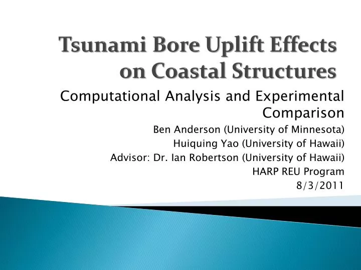 tsunami bore uplift effects on coastal structures