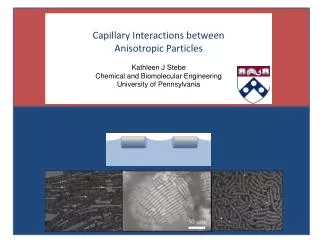 Capillary Interactions between Anisotropic Particles Kathleen J Stebe Chemical and Biomolecular Engineering Universi