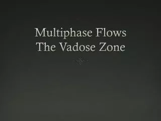 Multiphase Flows The Vadose Zone