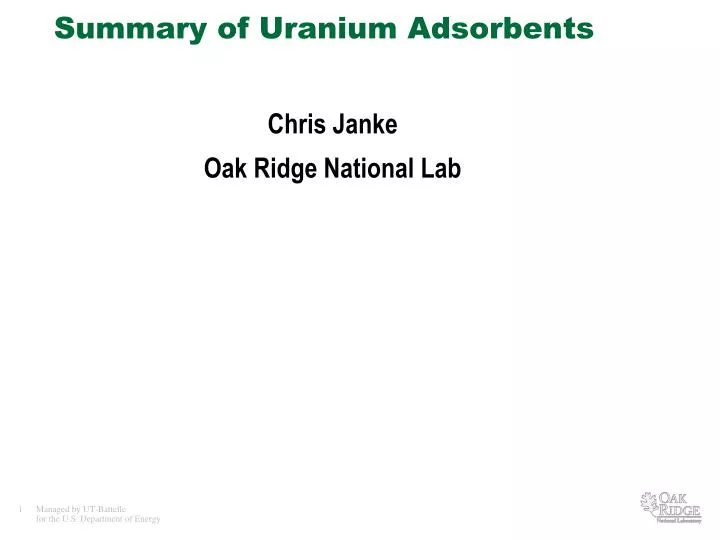 summary of uranium adsorbents