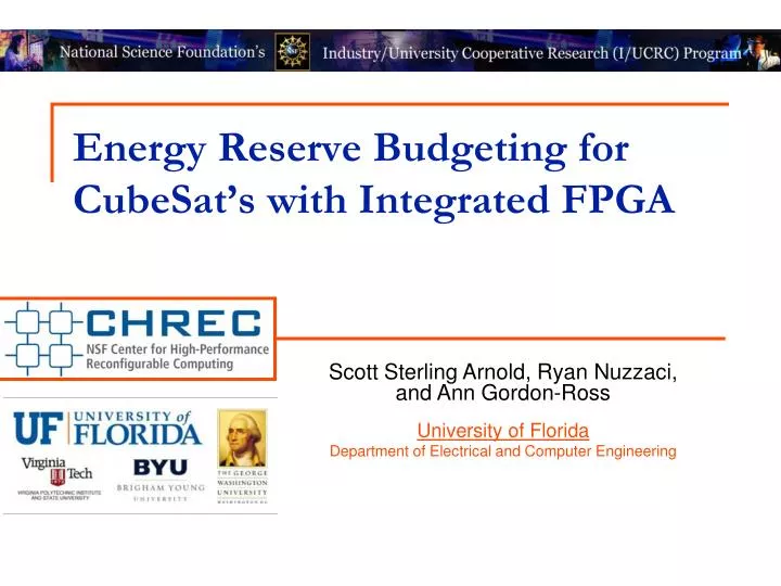 energy reserve budgeting for cubesat s with integrated fpga