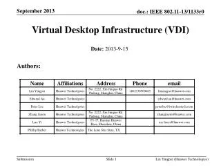Virtual Desktop Infrastructure ( VDI)