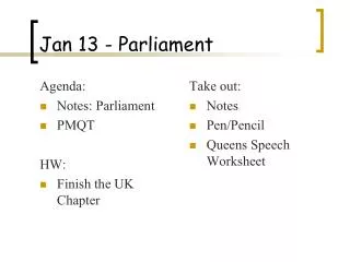 Jan 13 - Parliament