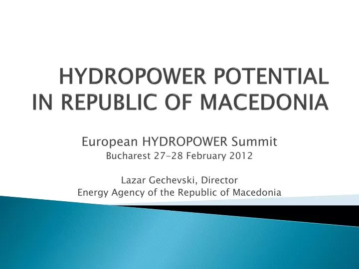 hydropower potential in republic of macedonia
