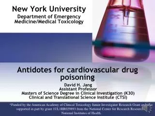 Antidotes for cardiovascular drug poisoning